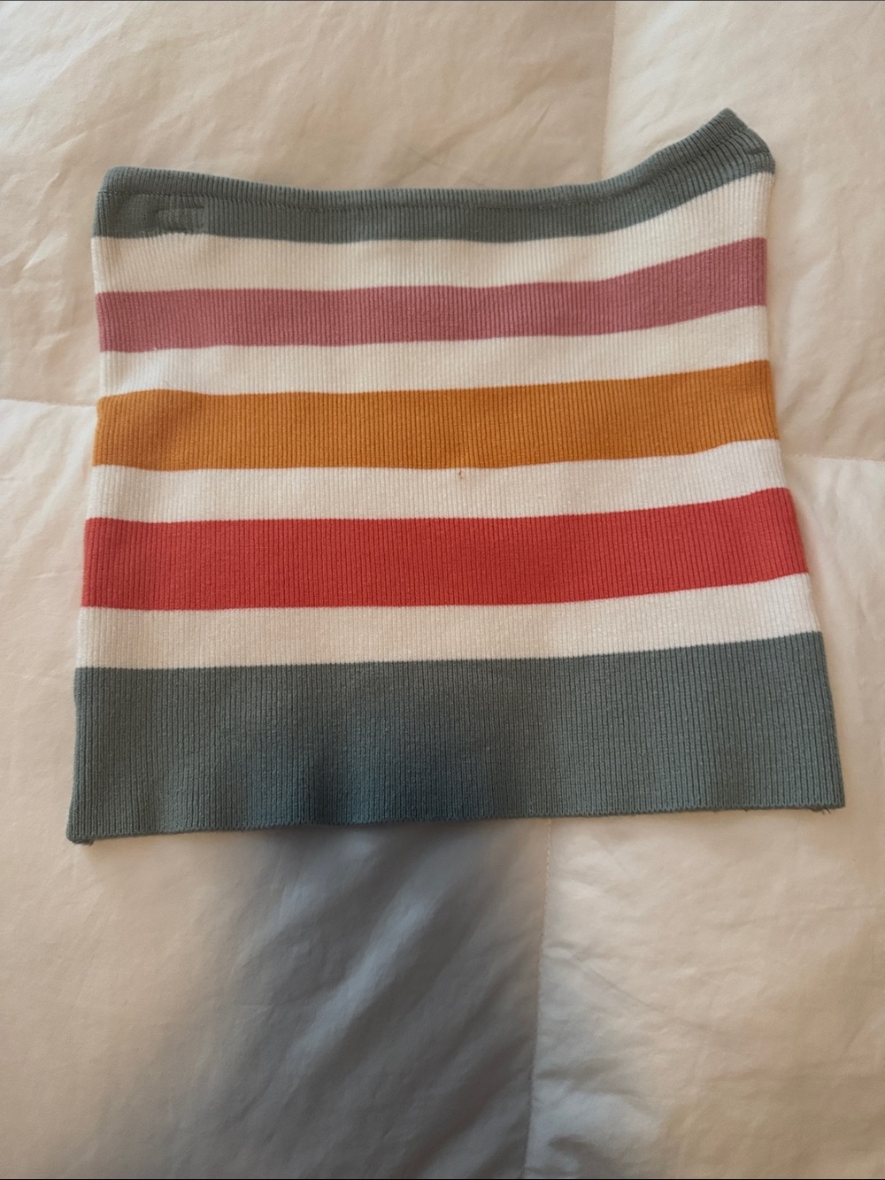 Forever 21 Multicolor Striped Knit Top - Sage, White, Pink & Mustard